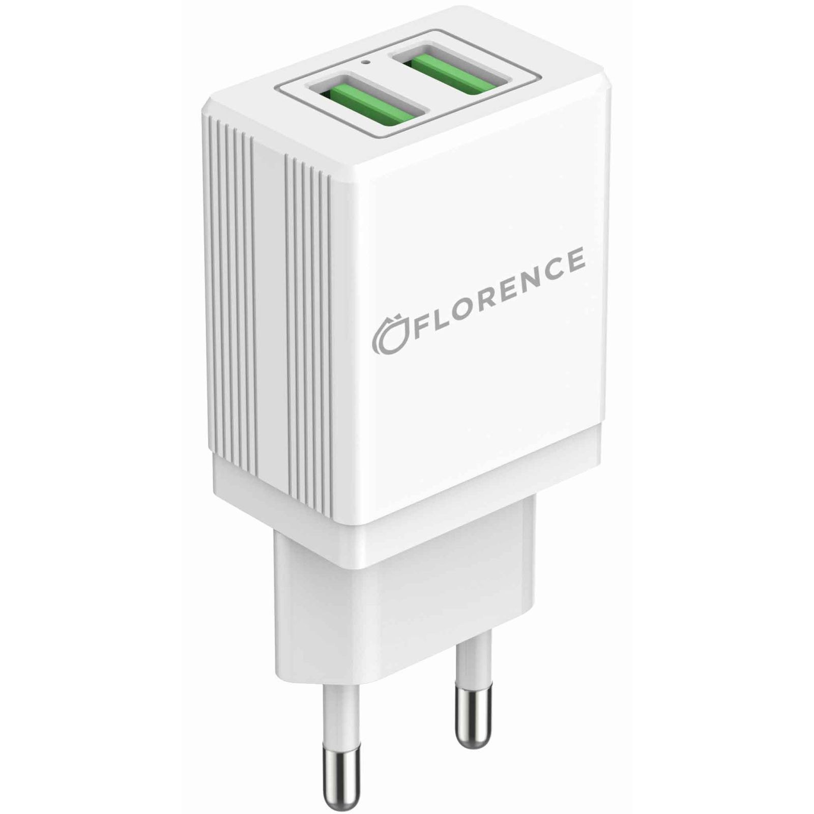 СЗУ Florence 2USB 2A + Lightning cable White (FL-1021-WL) - -