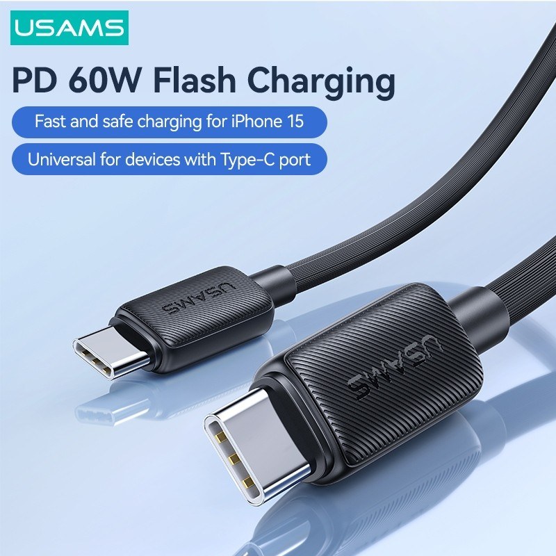 Дата кабель Usams US-SJ691 Type-C-Type-C 60W 5A 1.0m Black - -