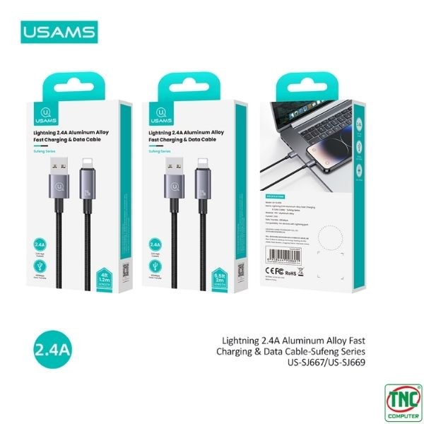 Дата кабель Usams US-SJ667 Lightning 2.4A 1.2m Tarnish - -