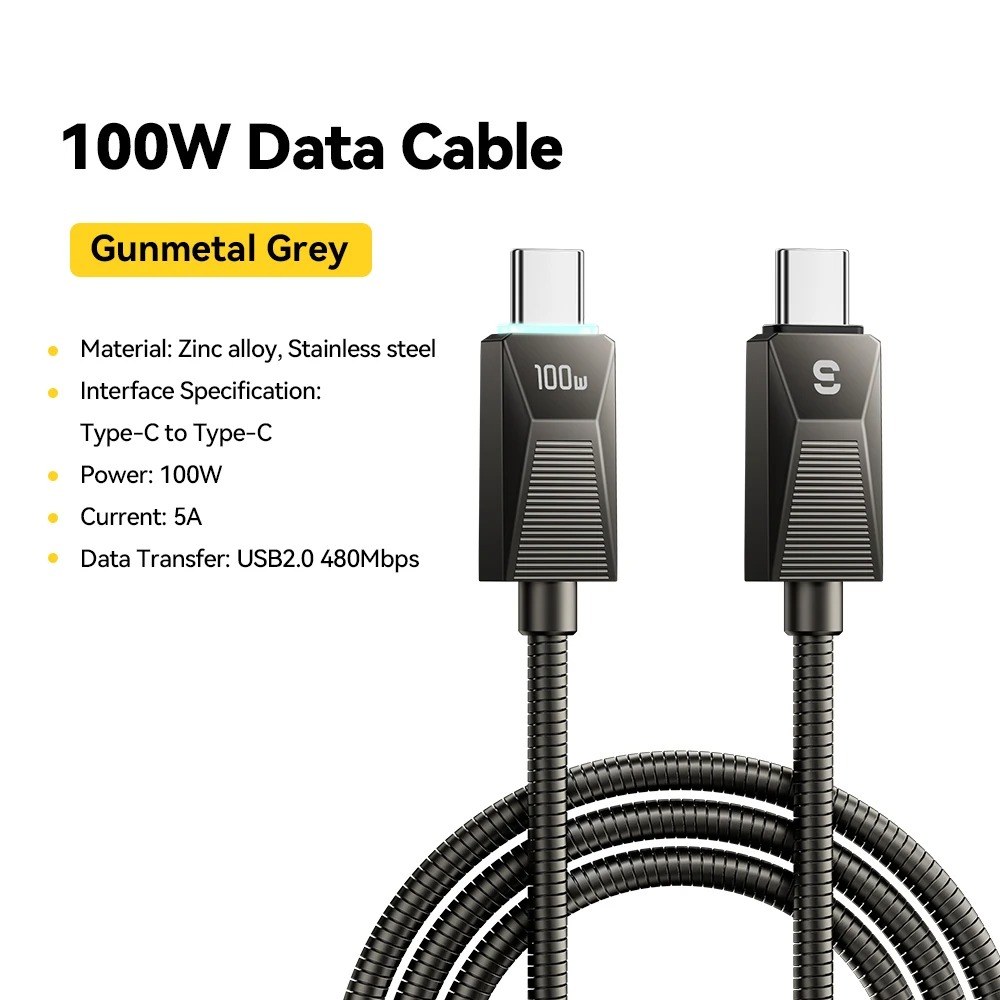 Дата кабель SOLID Type-C - Type-C 100w 5A 2m (GS-100CC) Black - -