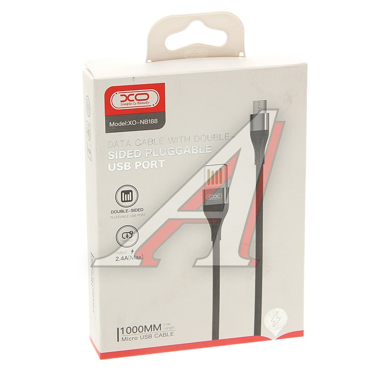 Дата кабель XO NB188 MicroUSB Double-sided 2.4A 1.0m Gray - -