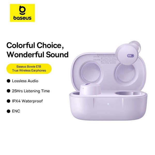 Навушники Baseus Bowie E18 True Wireless Earphones Purple A00023800533-00