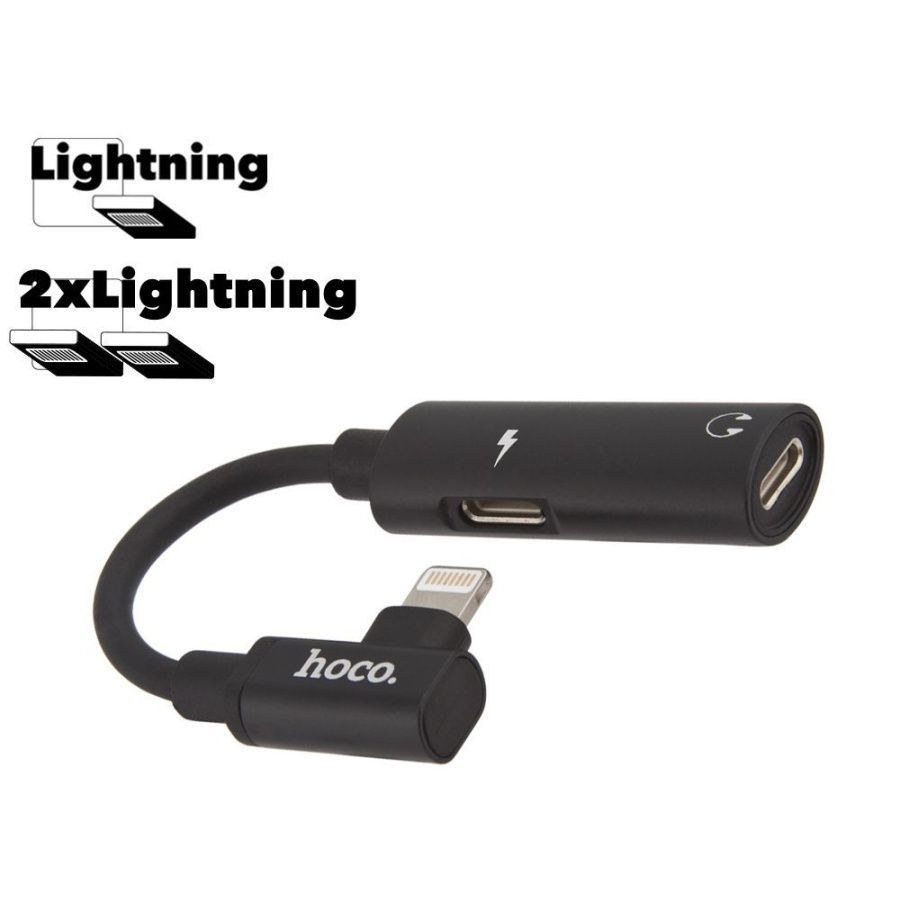 Адаптер AUX hoco. LS18 Lightning to Lightning black - -