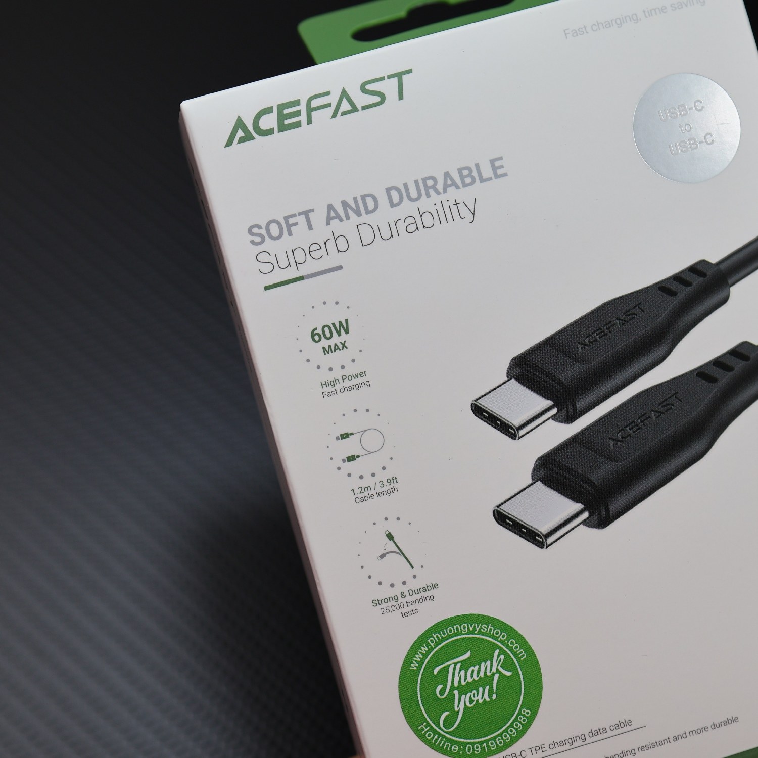Дата кабель AceFast C3-03 Type-C to Type-C 60W Black - -