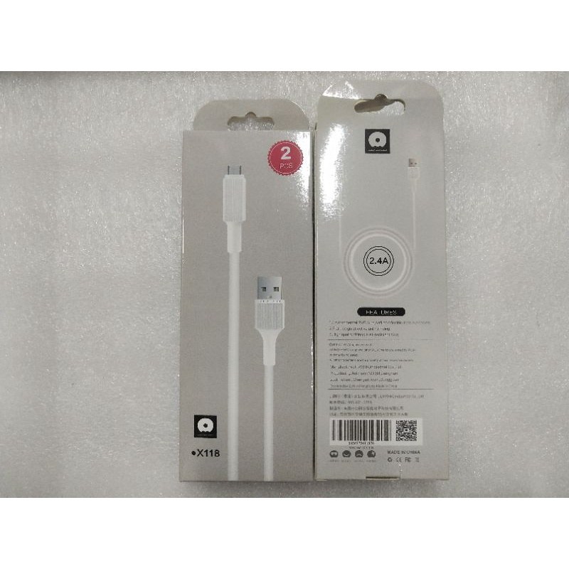 Дата кабель WUW X118 Micro USB 2.4A коплект 2-х кабелів White - -