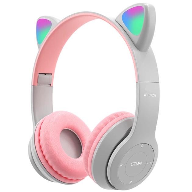 Навушники Cat Ear P47M Bluetooth з підсвічуванням RGB Light (Сірий) - -