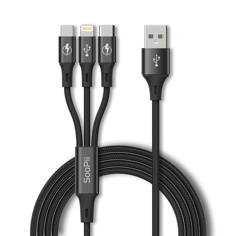 Дата кабель WUW X165 3in1 Lighning+Micro+Type-C 28cm-1.1m Black - -