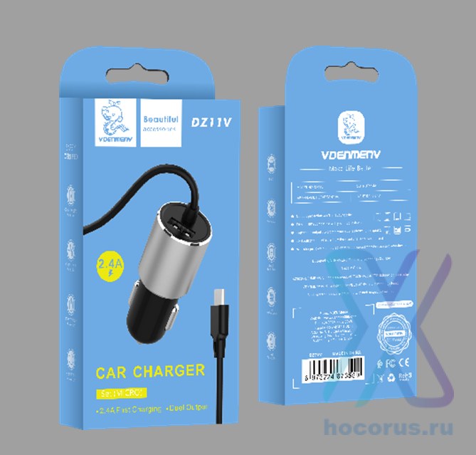 АЗП Denmen DZ11V Micro 1USB  2.4A Black
