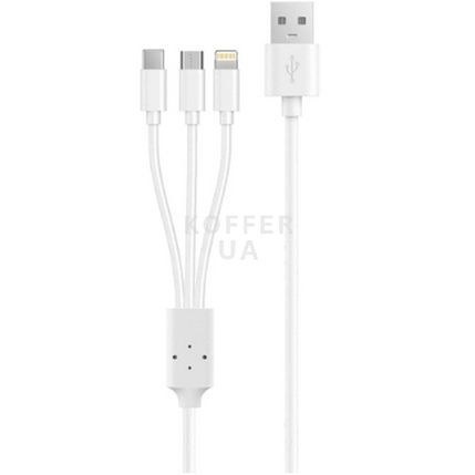 Дата кабель WUW X179 3in1 Lighning+Micro+Type-C 1m White - -