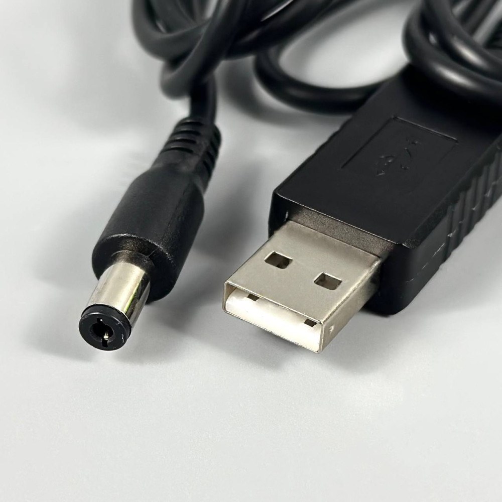 Кабель живлення для роутера/модему USB-DC 12V (2,1x5,5mm) (без упаковки) Black