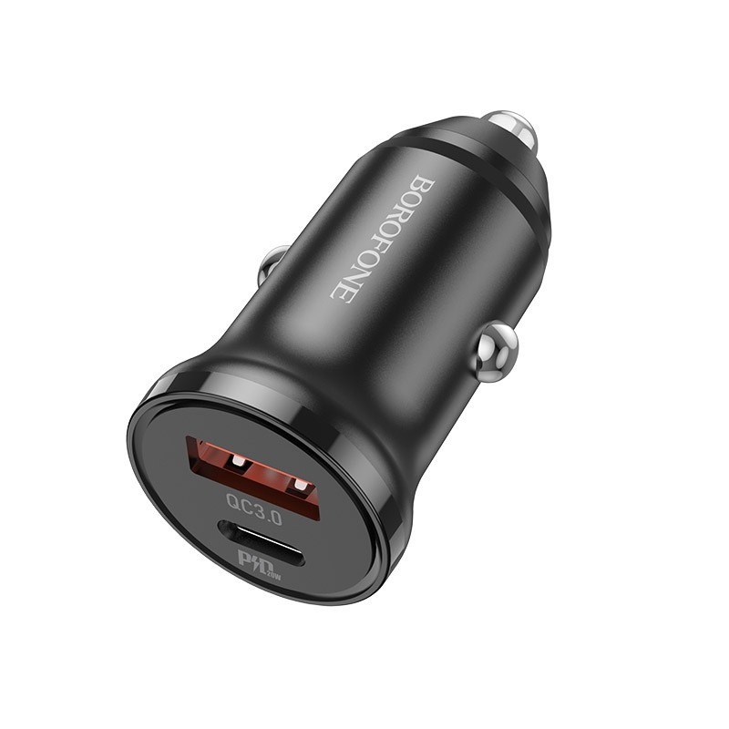 АЗП Borofone BZ18A PD20W+QC3.0 car charger  Швидка зарядка Black - -
