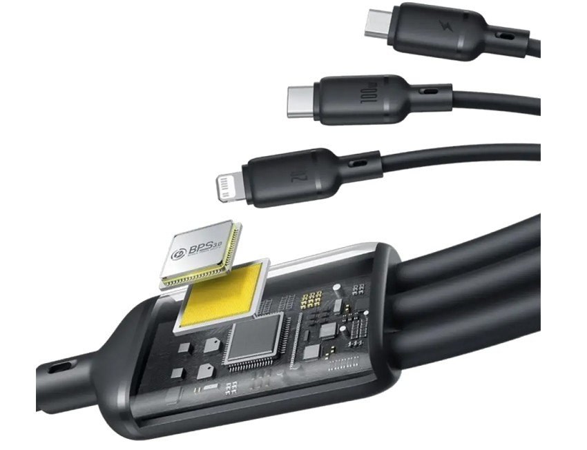 Дата кабель WUW X190 Lighning+Micro+Type-C (T-c-100W/iP-10W/M-10W) 1,2m Black - -