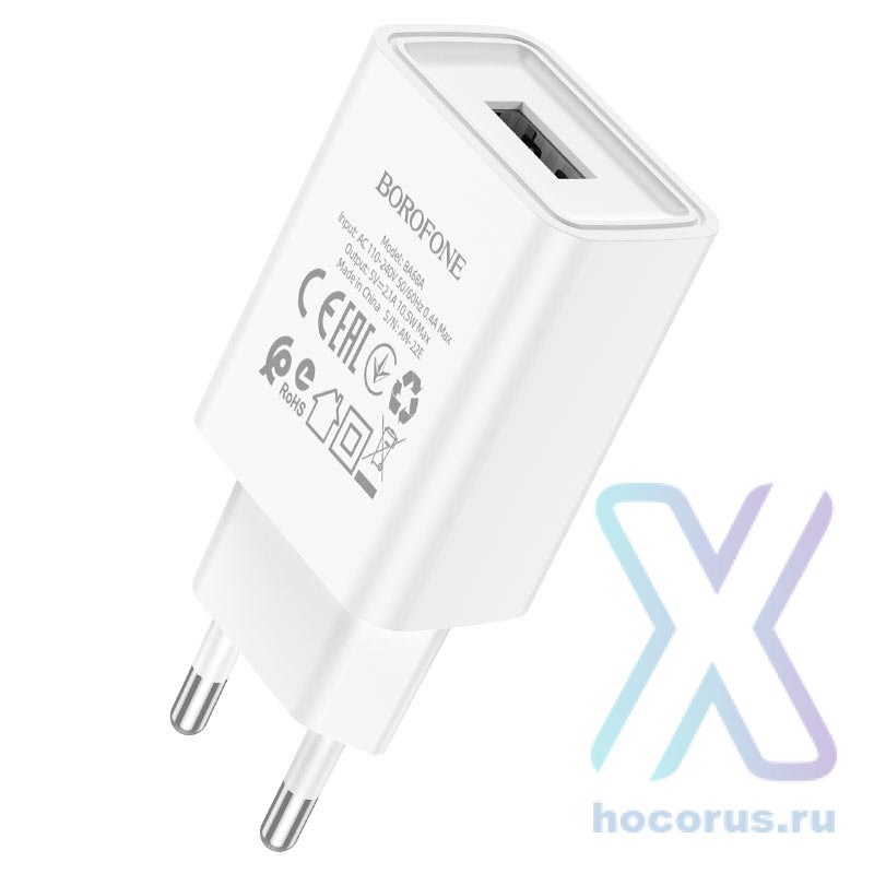 МЗП Borofone BA68A Glacier single port 1USB 2.1A White - -
