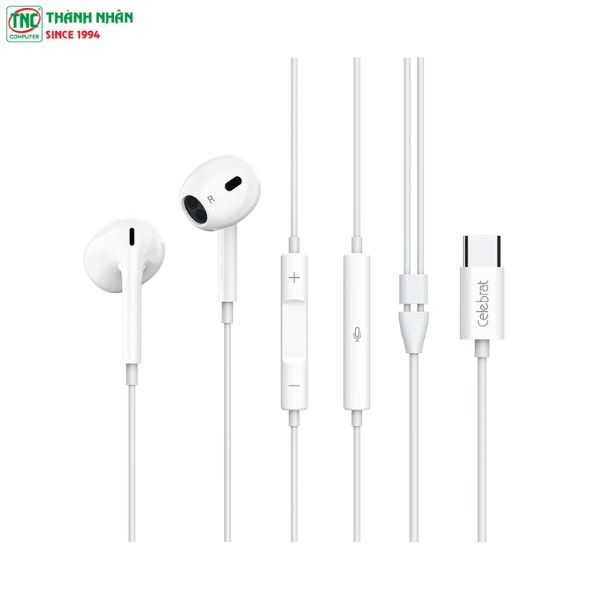 Навушники Celebrat E400 Type-C 1.2m White