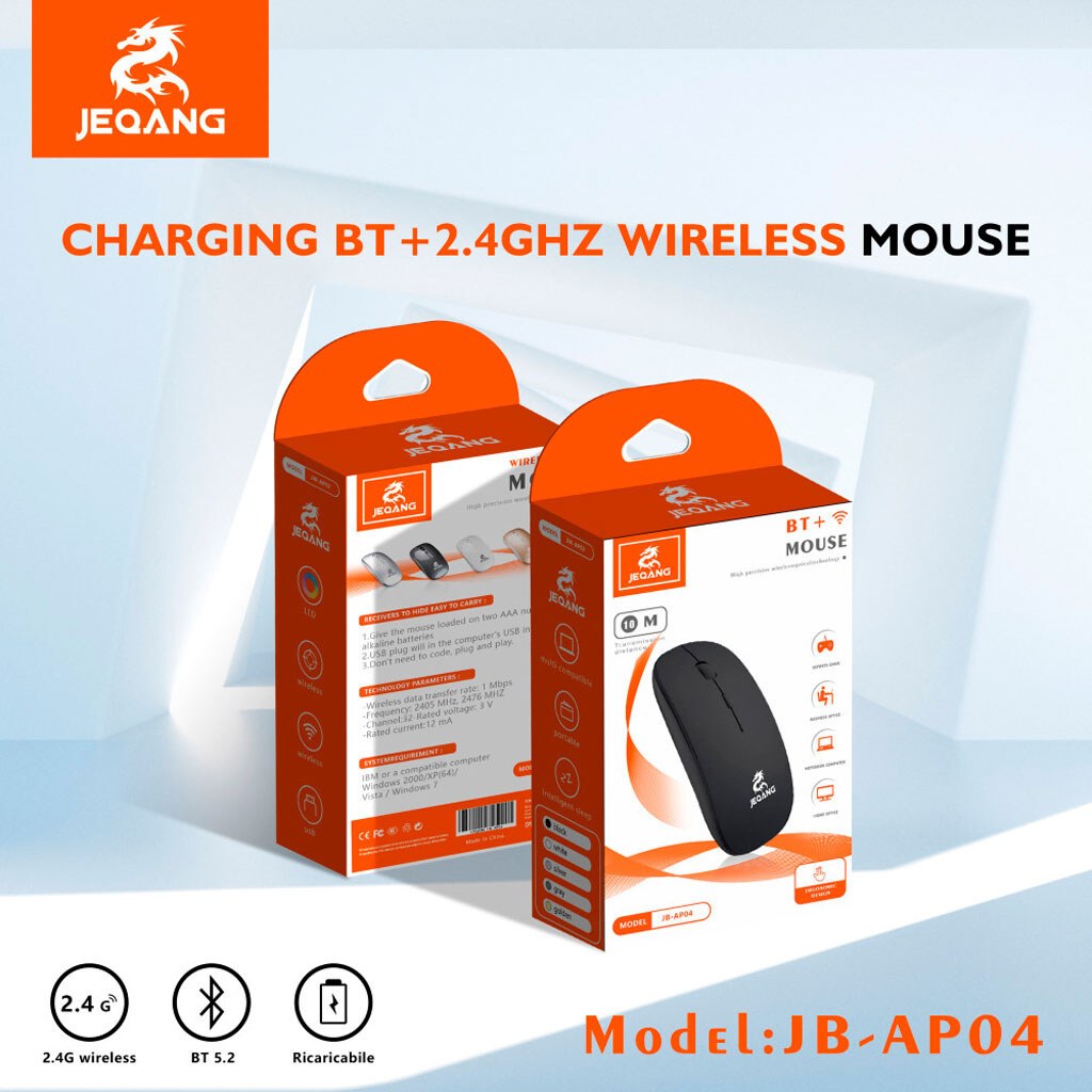 Мишка комп`ютерна бездротова JEQANG JB-AP04 Black - -