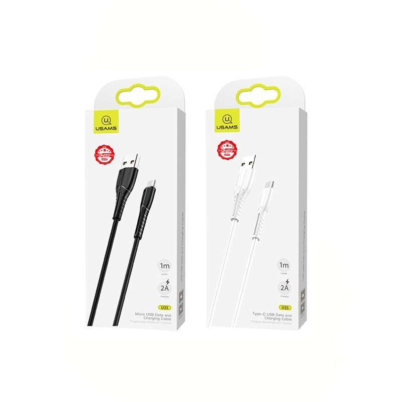 Дата кабель Usams microUSB U35 2A 1.0m White - -