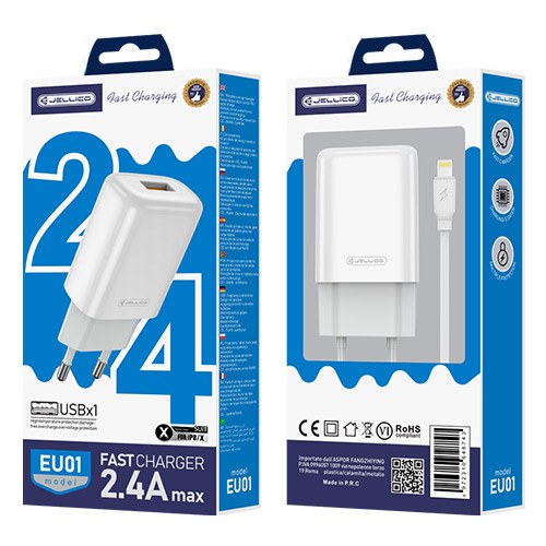 МЗП Jellico EU01 1USB 12W + Lightning cable White - -