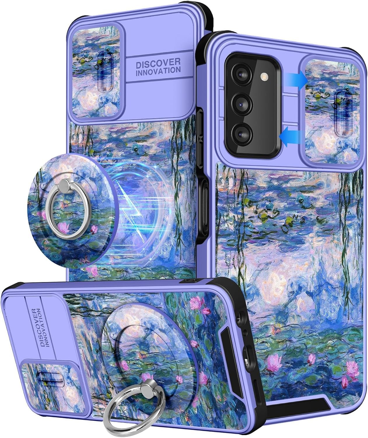 Чохол накладка Silicone Case Ring Holder Samsung A03S Lilac - -