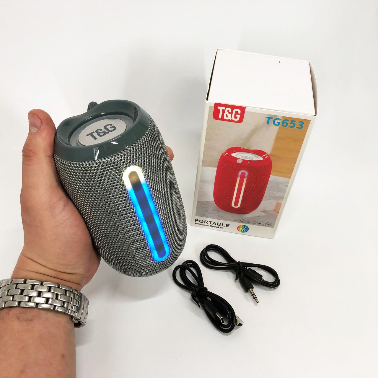 Портативна акустика TG653, радіо, RGB підсвітка, з функцією гучного зв`язку Black