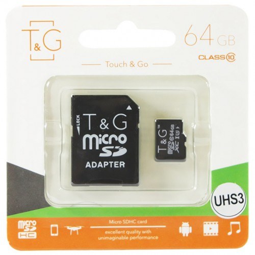 Карта пам`яті T&G 64gb (UHS-1) 10 Class з адаптером SD - -