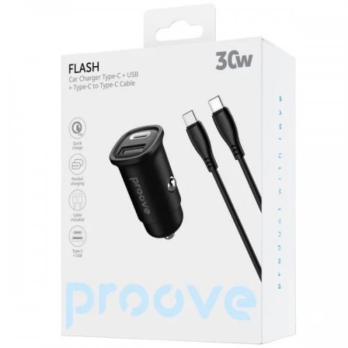 АЗП Proove Flash 30W (Type-C + USB) (чорний)