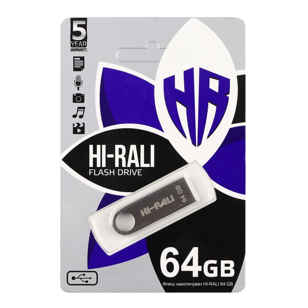 USB Flash Hi-Rali Shuttle 64 GB Срібна серія - -
