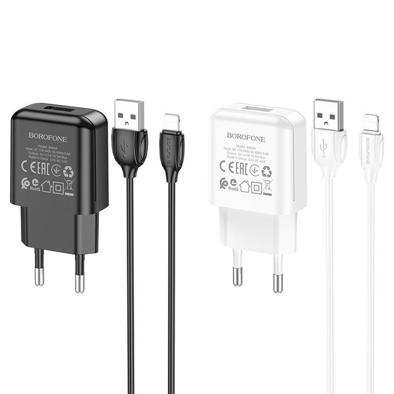 МЗП Original Borofone BA64A Single port Lightning 1USB Black - -
