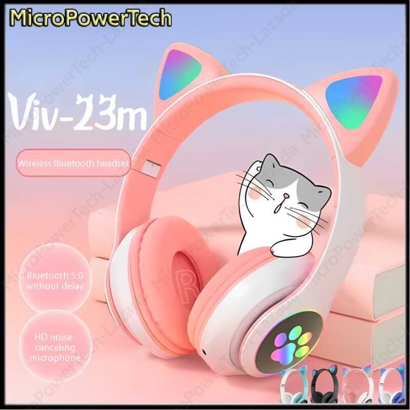 Навушники Bluetooth Cat Ear VIV23M підсвічуванням Blue - -