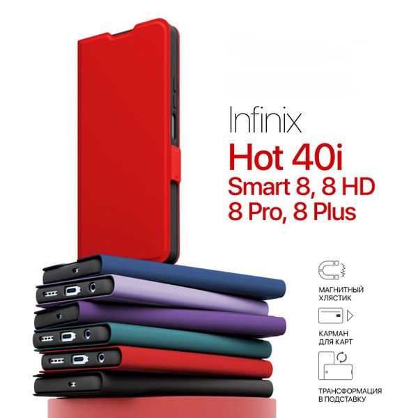 Чохол-книжка Florence Proteck Infinix Smart 8/8 Plus/HOT 40i Black - -