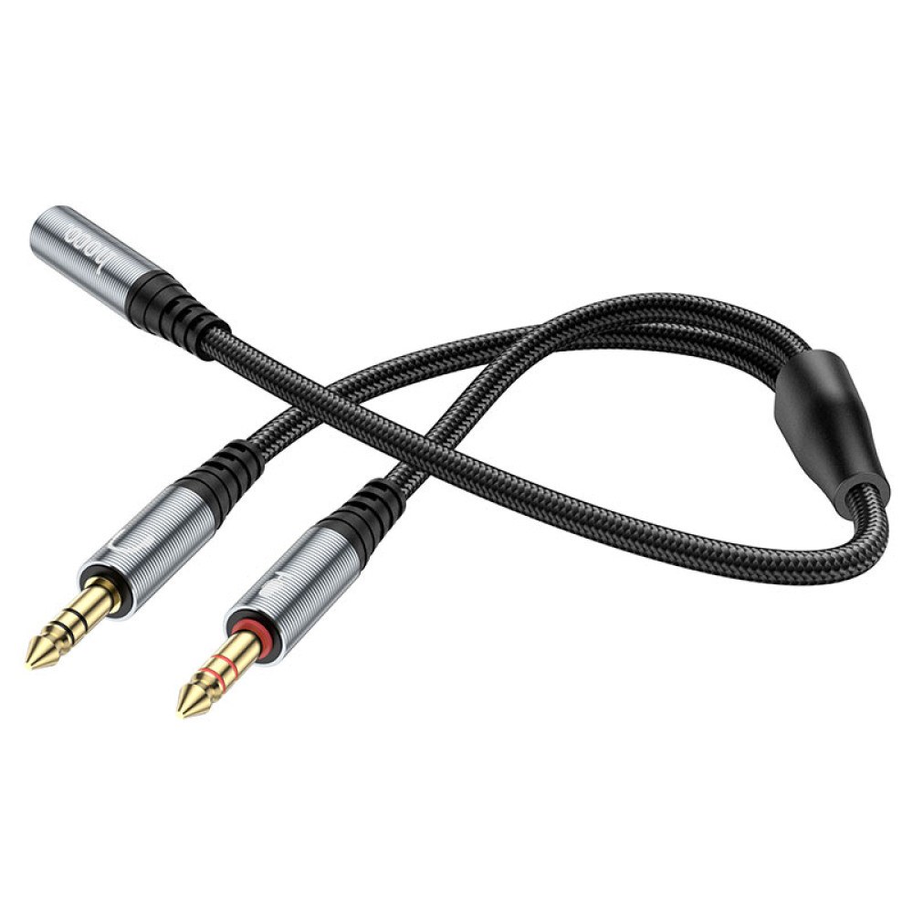 Кабель AUX Hoco UPA21 2in1 audio adapter 3.5mm famale to 2 male Black - -