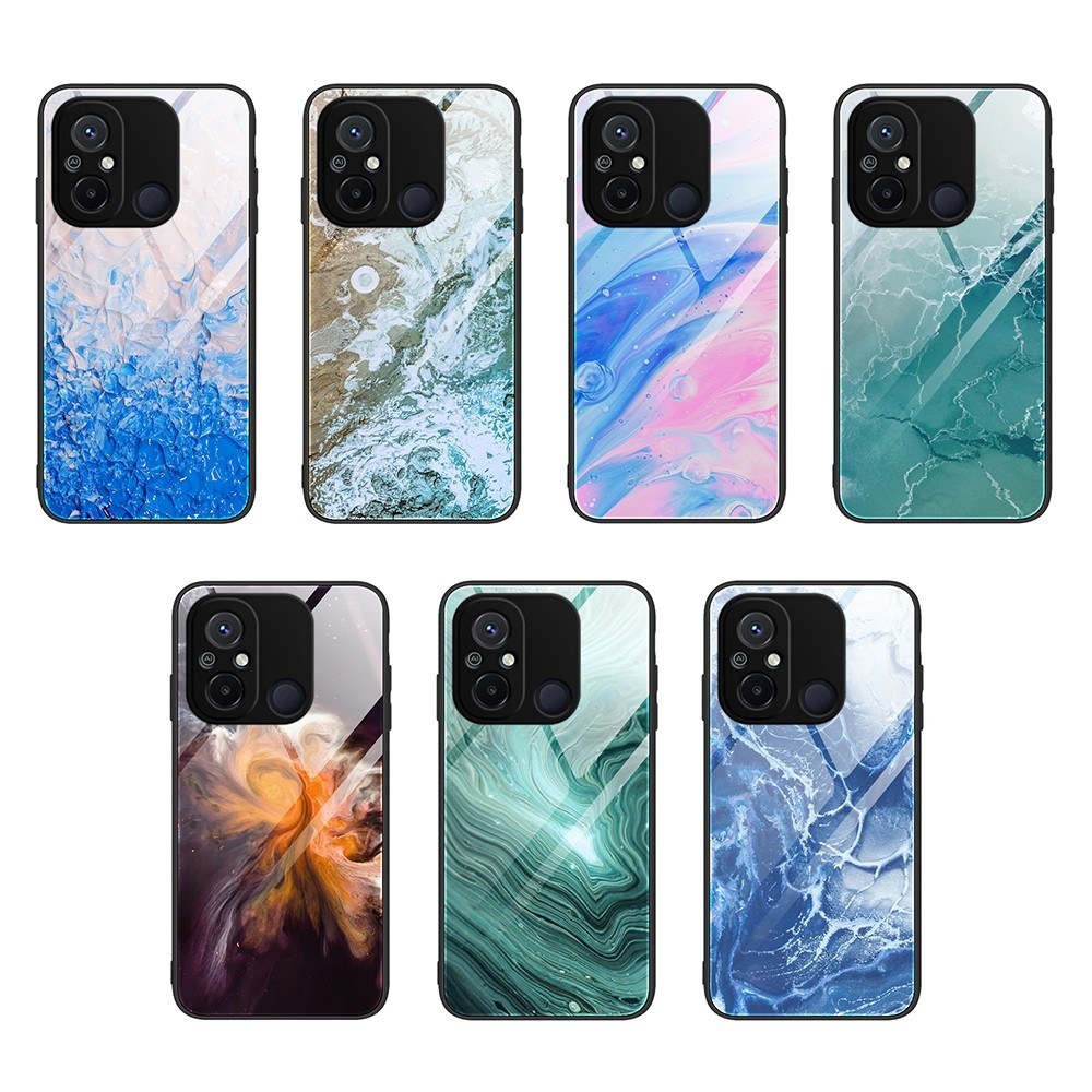 Чохол накладка Pattern and Glass Case Marble Xiaomi Redmi 12C Marble Green - -