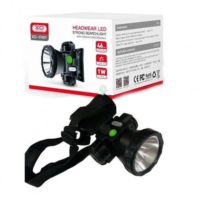 Налобний LED ліхтар XO YH01 Head Flashlight 600mah Black - -