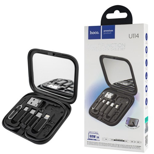 Набір кабелів Hoco U114 Treasure 7in1 Type-C to Type-C/адаптер Micro toType-С/Lightning toType-С/USB to Type-С Black - -