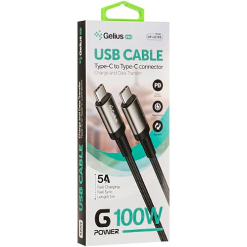 Дата кабель USB Gelius G-Power GP-UC105 Type-C/Type-C (1м) (100W) Black