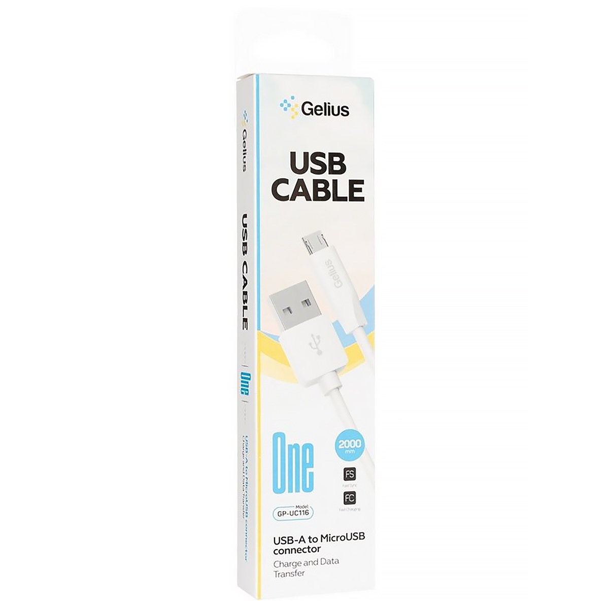 Дата кабель USB Gelius One GP-UC116 USB-A to MicroUSB (2m) (12W) White