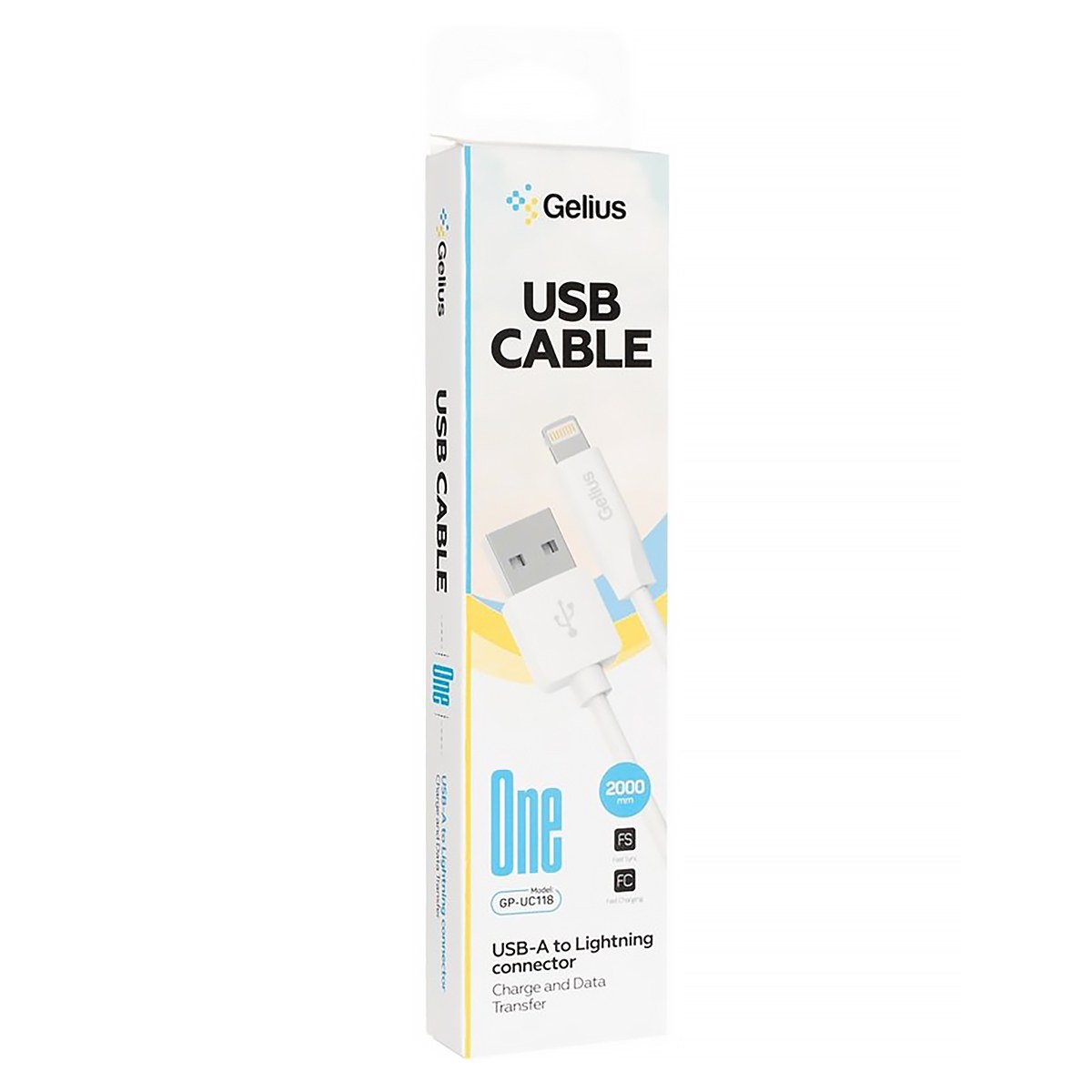 Дата кабель USB Gelius One GP-UC118 USB-A to Lightning (2m) (12W) White