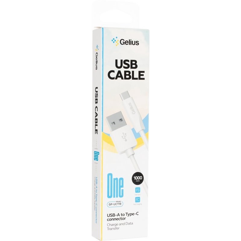 Дата кабель USB Gelius One GP-UC119 USB-A to Type-C (1m) (12W) White