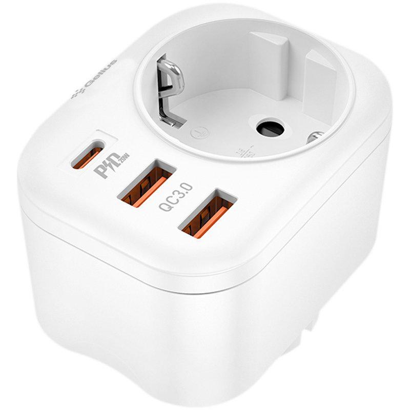 Мережевий зарядний пристрій Gelius Moxie GP-HC050 2USB (QC3.0) + Type-C (PD20W) White - -