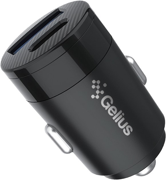 Автомобільний зарядний пристрій Gelius Inch Twix GP-CC010C USB+Type-C QC/PD (30 Watt) + кабель Type-C/Type-C Black - -
