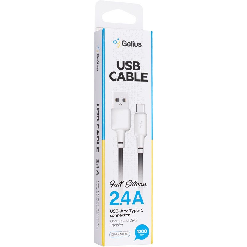 Дата кабель USB Gelius Full Silicon GP-UCN001C USB-A to Type-C (1.2m) (18W) Black/White