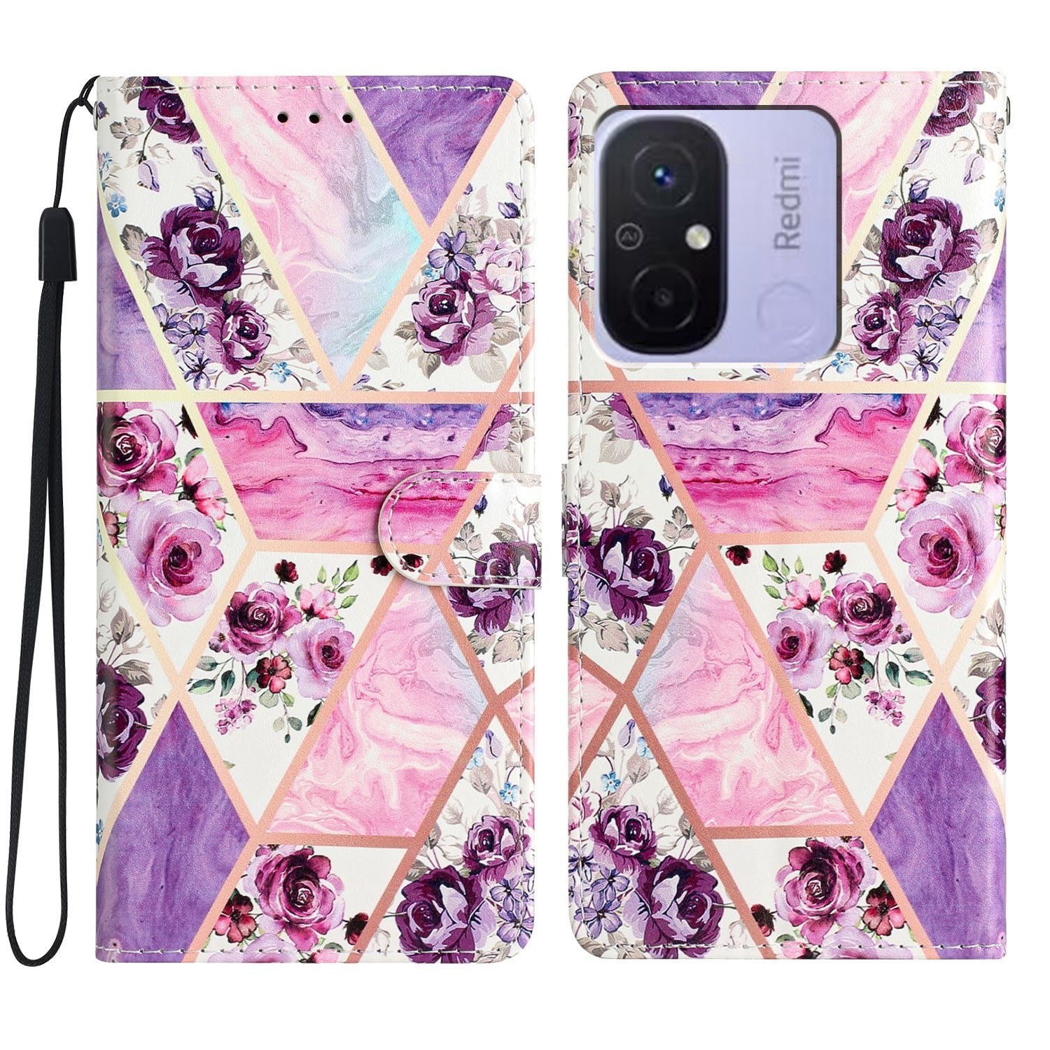 Чохол накладка Pattern and Glass Case Marble Xiaomi Redmi 12C Abstraction Purple - -