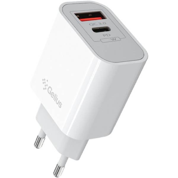 Мережевий зарядний пристрій Gelius Merge GP-HC060 GAN USB+Type-C 35W (QC/PD/PPS) White