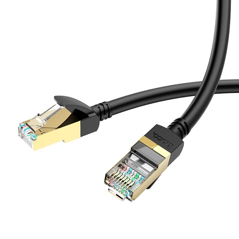 Інтернет кабель HOCO US02 Level pure copper gigabit ethernet cable 1Gb 125Mb/s 1m. Чорний