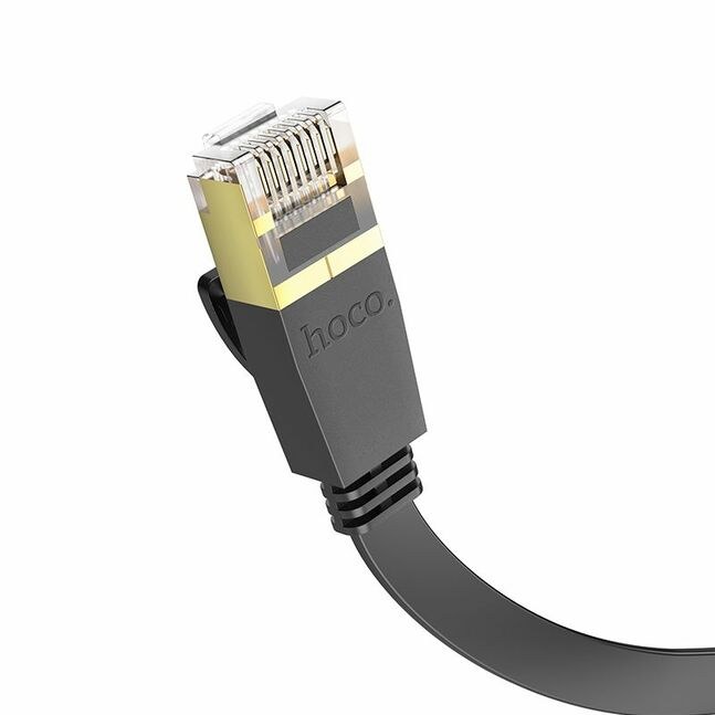 Інтернет кабель HOCO US07 General pure copper flat network cable 6Gbit/1m. Чорний