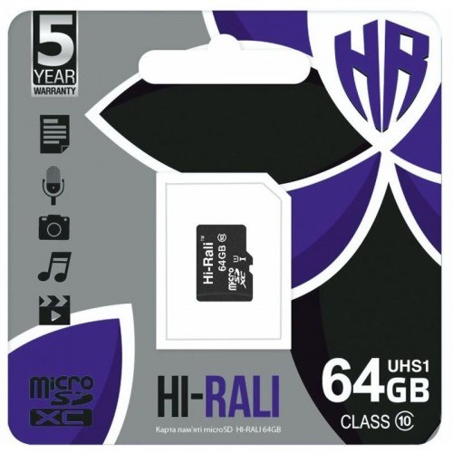 Карта пам`яті Hi-Rali 64GB 10 Class без адаптера