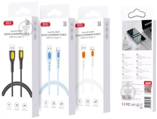 Дата кабель XO NB280 Jian Yan Series Type-C Data Cable 1M 3A Білий