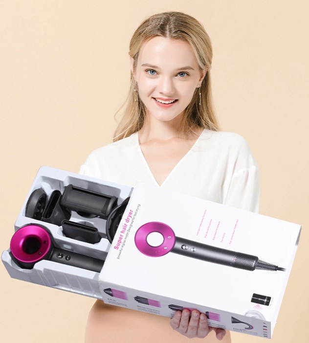 Фен для волосся Leafless hair dryer D15 з 5 насадками (1,5м) Gray
