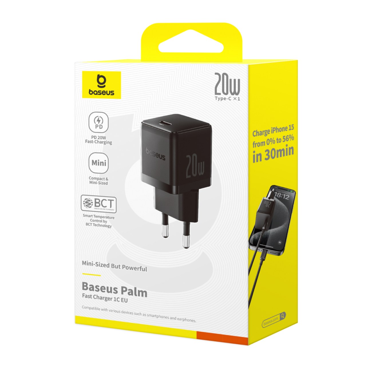 МЗП Baseus Palm Fast Charger 20W (1USB-A/1C) (P10111608) Cluster Black