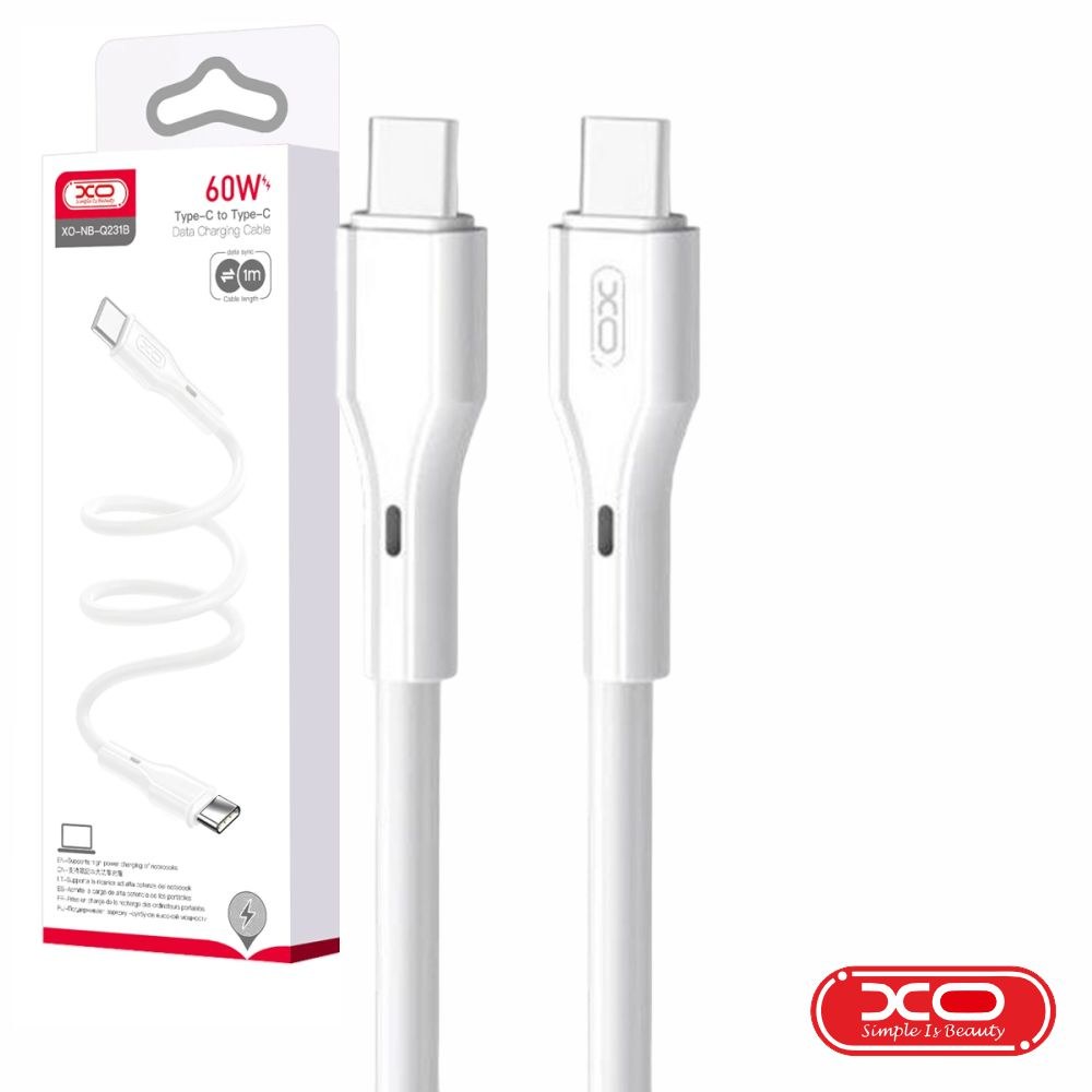 Дата кабель XO NB-Q273 PD Type-C to Type-C Woven 60W/1m White