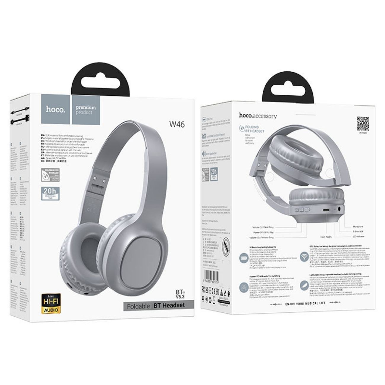 Накладні бездротові навушники Hoco W46 Charm Light Blue Gray